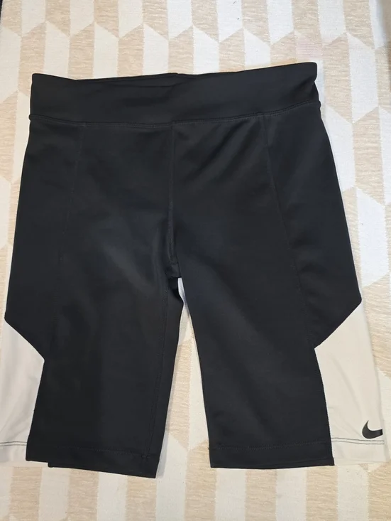 Nike Kids Black and Cream Bike Shorts