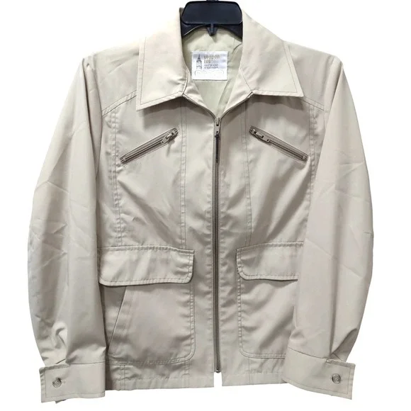 London Fog Mens Beige‎ Weatherwear Jacket Full Zip Size 40 REG Retro
