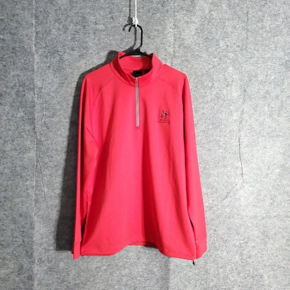 Dunning Golf Pullover Men L Red 1/4 Zip Long Sleeve NJ Foundation Athletic Solid