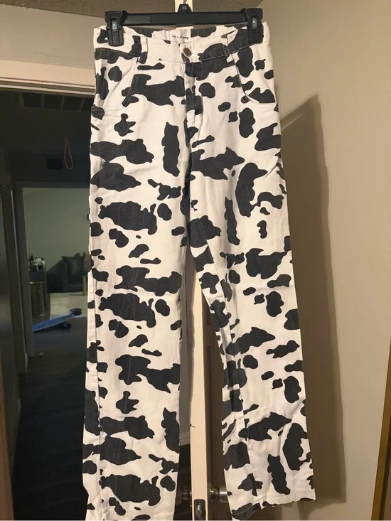 Love + Harmony Cow Print Wide-Leg Jeans