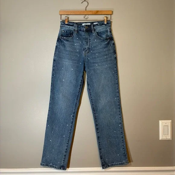 KanCan Signature 90s Straight Rhinestone Embellished Jeans Blue VBK2073S 25