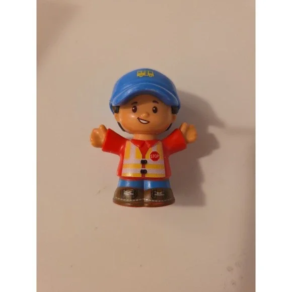 Fisher Price Little People City Yellow‎ School Bus Driver Traffic Director Cross