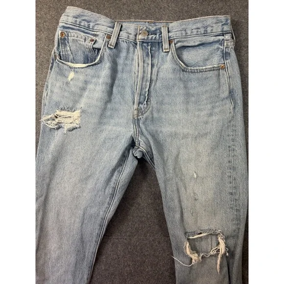 Levi's Premium 501 Button Fly Distressed‎ Jeans Light Wash W30 L28