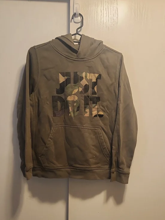 Nike Kids Olive Green Camo 'Just Do It' Hoodie