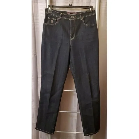 Gloria Vanderbilt Women's Size 10 Blue Straight Leg Dark Wash Stretch Denim Jean