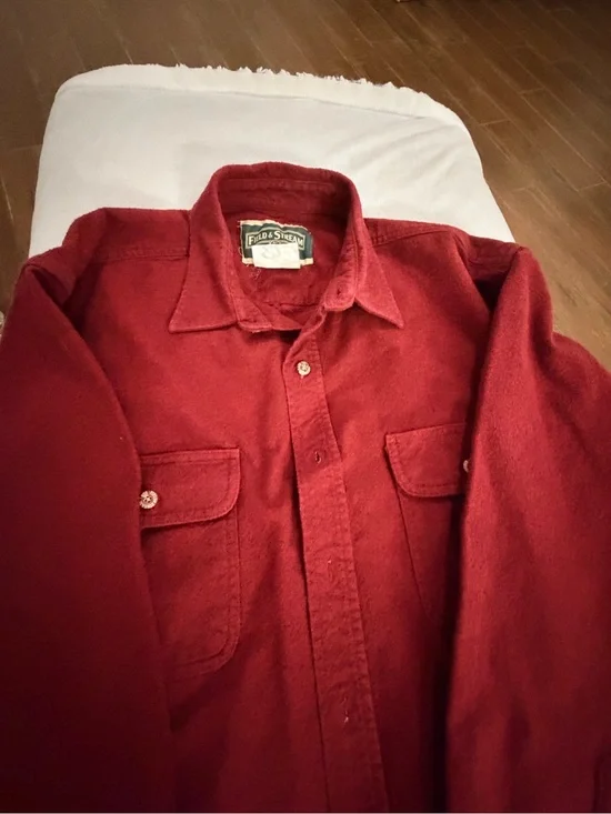 Field & Stream Deep Red Button-Front Wool Shirt