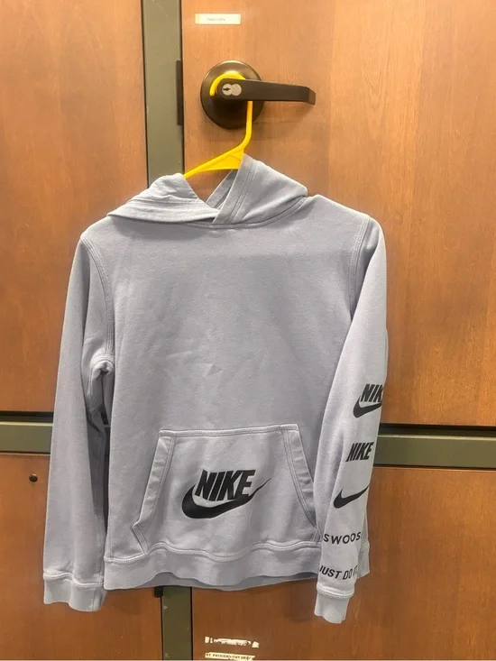 Nike Boys Light Blue Hoodie with Black Logos