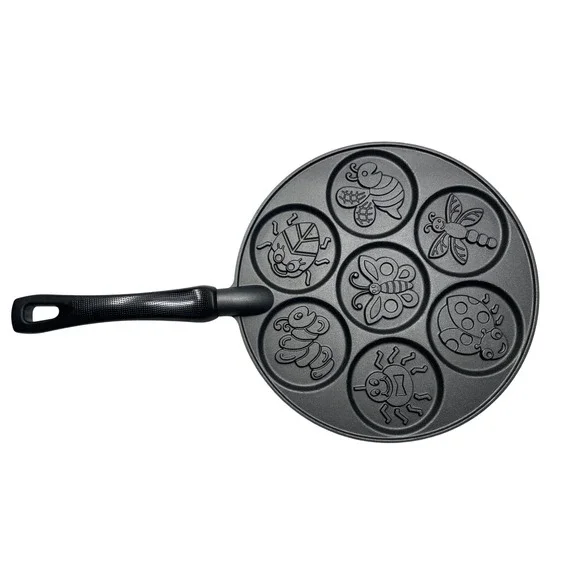 Nordic Ware Cast Aluminum Non-Stick 7 Cavity Griddle USA Bugs, Bumblebee Ladybug