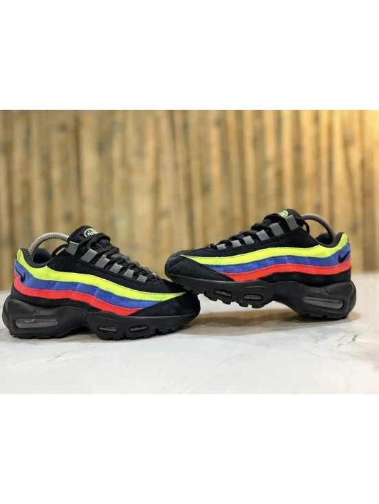 Nike Air Max 95 Black Neon Volt Blue Crystal GS 5.5Y Womens 7 DZ5635-001