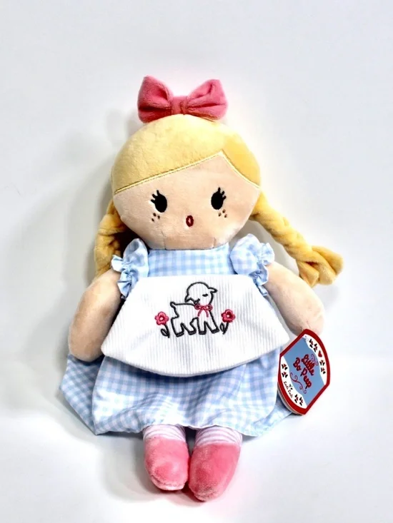 Ladi Ladi Little Bo Peep Blonde Plush Rag Doll Lovey Blue Gingham Dress 15