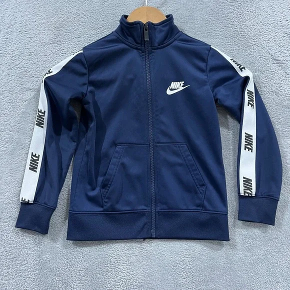 Nike Track Jacket‎ Unisex Kids XS (3-4 Years) Blue Swoosh Running Trail Full Zip