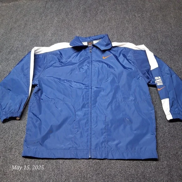 Nike Windbreaker Jacket Youth Size Medium 10 - 12 Blue‎ Full Zip Lightweight