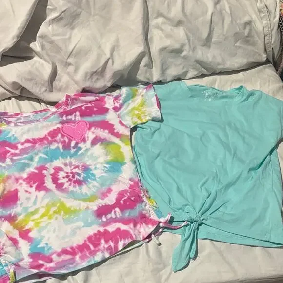 Children’s place 7/8 Colorful Tie-Dye and Blue Knot Kids Tops euc worn once