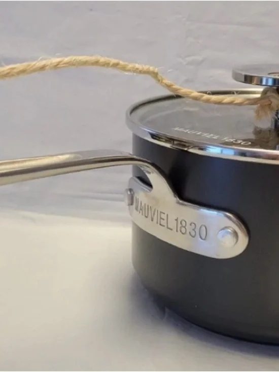 Mauviel M'STONE 1830 Sauce Pan W/ Glass Lid Cast Stainless Steel Handle 1.8-Qt