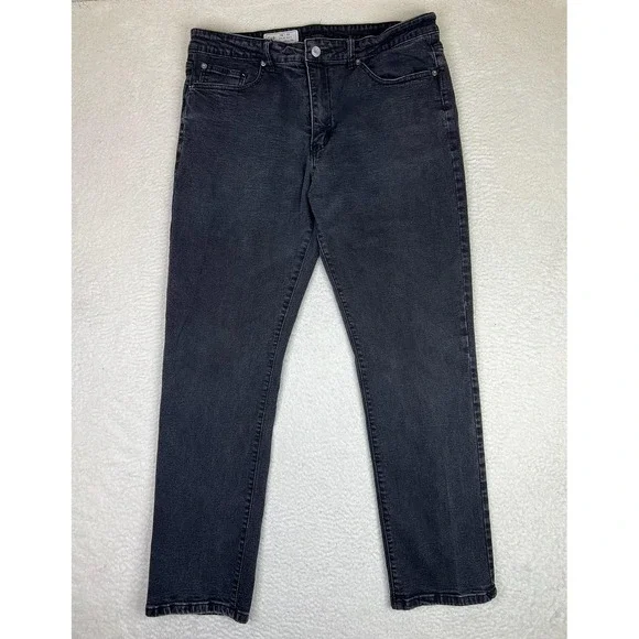 Gap‎ Original Mens 36x32 Gray Straight Slim Tapered Stretch Denim Jeans Pants