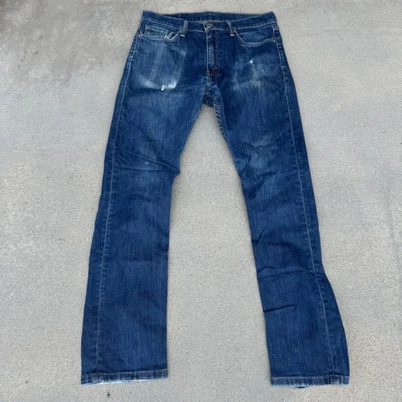 Levi's 511 Slim Fit Jeans Mens 32x32 Dark Wash Distressed‎ Stretch Denim Blue