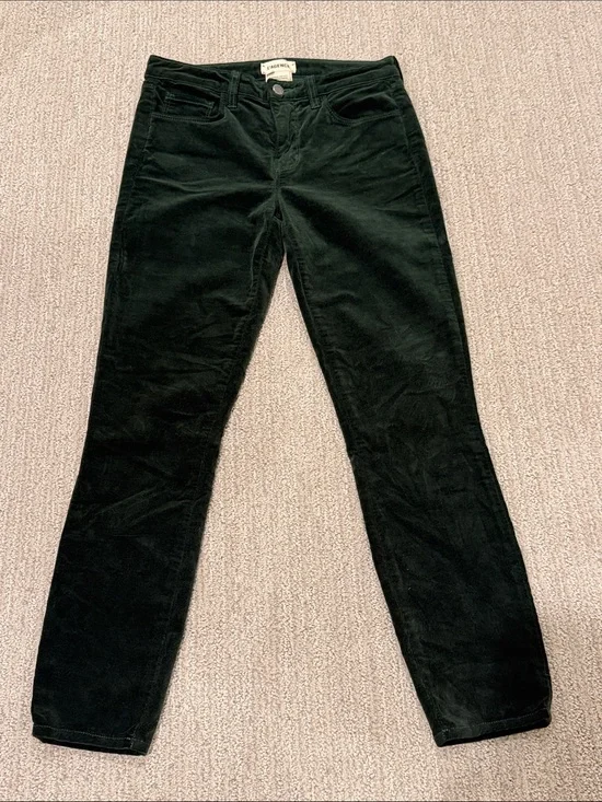 L'AGENCE Women's Dark Green Skinny Corduroy  Velvet Jeans size 26
