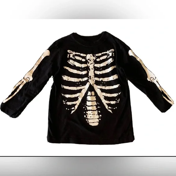 The Children’s Place Skeleton Long Sleeve Shirt Halloween Top Youth Size XS
