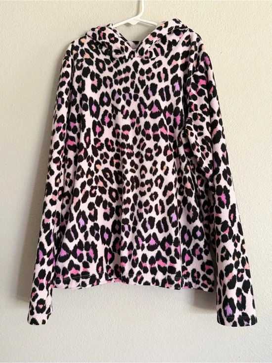 The Children's Place Girls Pink Leopard Print Fleece Hoodie