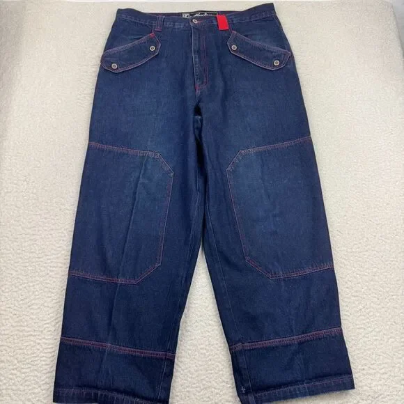 Vintage Karl Kani Wide-Leg Rave Jeans Men 36X30 Blue Skate‎ Baggy Hip Hop 90s