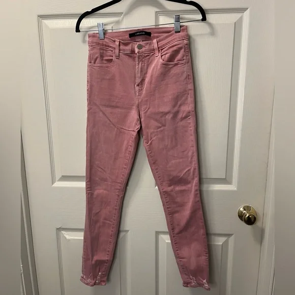 J‎ Brand Women Alana 25 Skinny Fit Pink Jeans Destressed stretch/raw hem