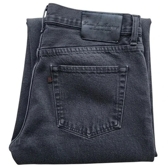 VTG Lauren Jeans Co. (LJC)‎ Dark Gray Washed Black Classic Straight Leg Jeans 12