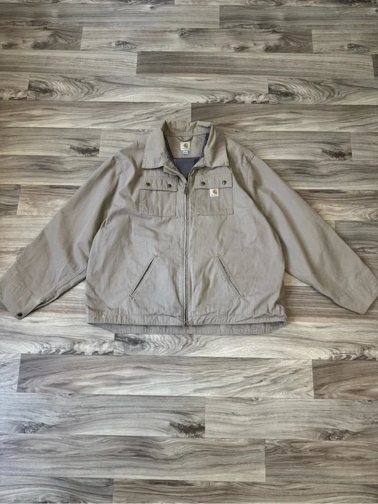 Carhartt Men's Flint Jacket in Tank Size 2XL Full Zip Collared Lined
