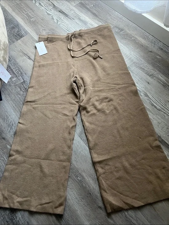 Isabel Maternity by Ingrid & Isabel Wide-Leg Knit Drawstring Pants in Camel