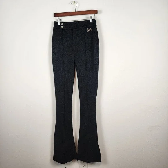 Maniere de Voir NWT Flare‎ Leg Sparkly Black Textured Pants Women's 10