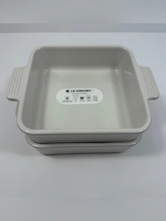 Le Creuset (Set of 2) 14cm Square Dish Meringue Cream Ombré Baker Stoneware