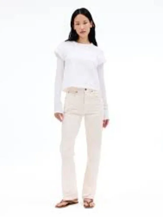 Slvrlake London High Rise Straight Leg Jean Ecru Size 27 FLAWED