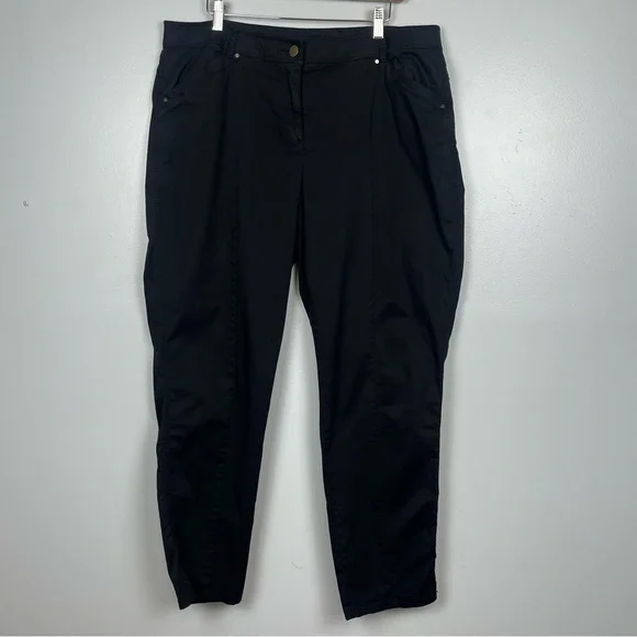 Chico’s black cotton spandex comfort waist 4 pocket lightweight ankle pants, 14.