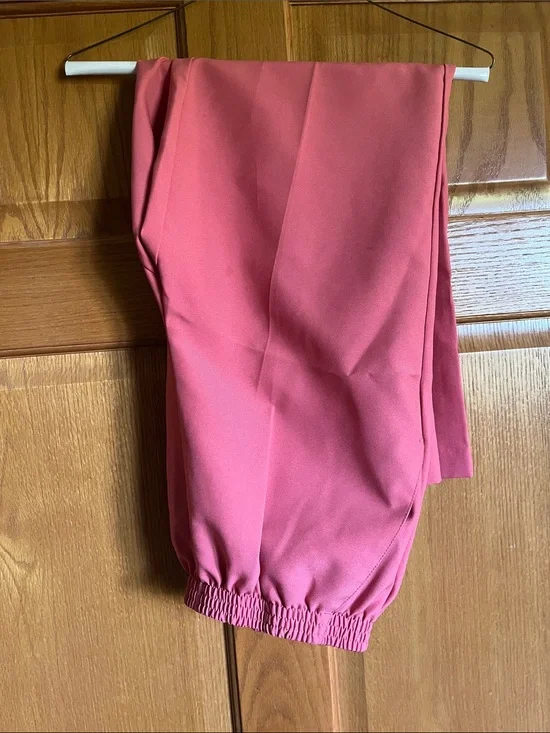 Women's Pink Elastic-Waistband Dress Pants