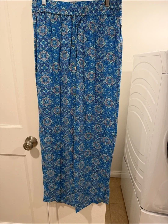 Artisan NY Blue & Aqua Floral Rayon Beach Pant