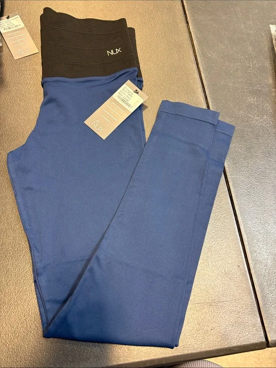 NUX Blue Leggings with Black High Waistband