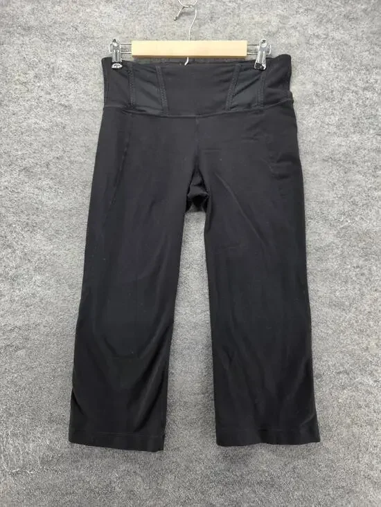 Lululemon Leggings Womens 8 Black Capri Yoga Fleece Elastic Waist 22 Inseam
