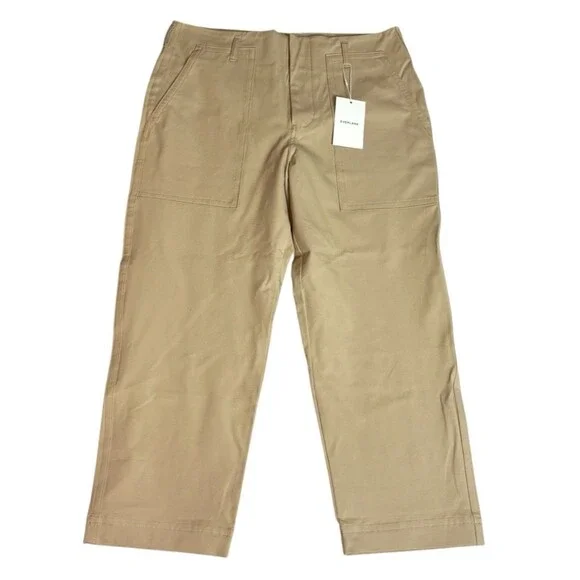 NEW Everlane Wide Leg Crop Utility Pants Size 14 Khaki 26.5