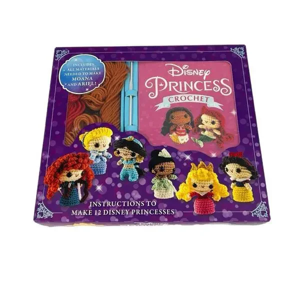 Disney Princess Crochet (Crochet Kits) NIB make Moana and Ariel & 12 Patterns