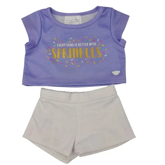 Build-A-Bear Workshop Everything is Better With Sprinkles Shirt and Shorts Set