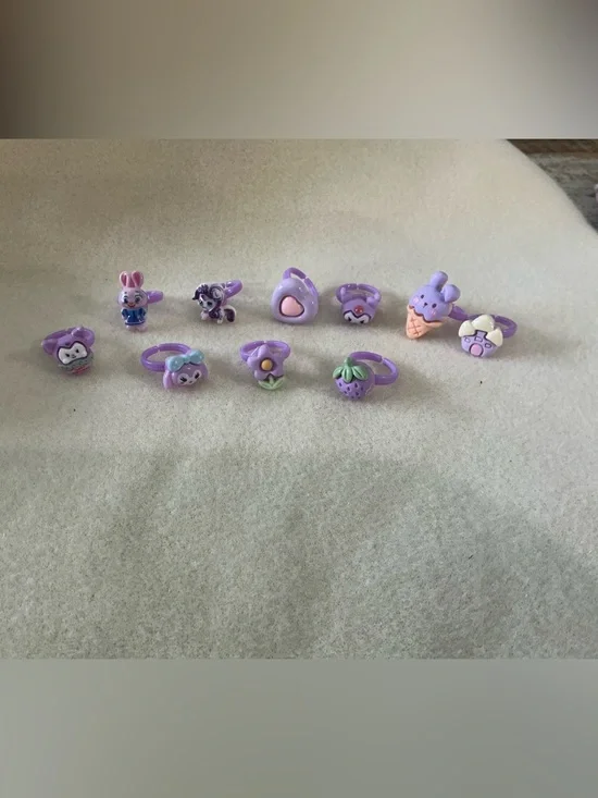 Kids Purple Assorted Toy Rings Pack - set of 10