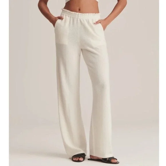 NAADAM Signature‎ Cashmere Paperbag Wide Leg Pants Size Large White