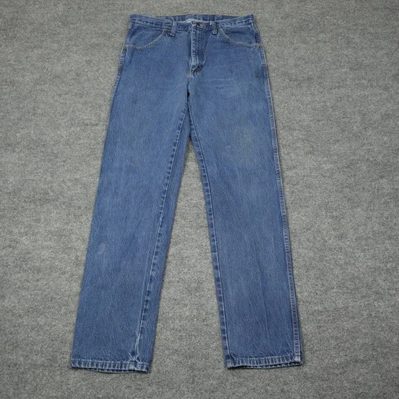 Rustler Jeans Mens 34x34 Blue Straight Leg Regular Fit Cotton Denim Workwear