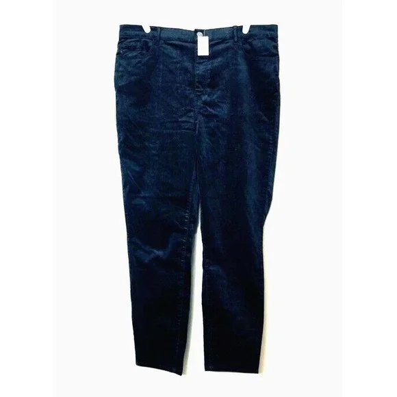 Nwt Loft Pants Women's 34 Blue Velvet Straight Leg Dark Wash‎ High Waist Skinny
