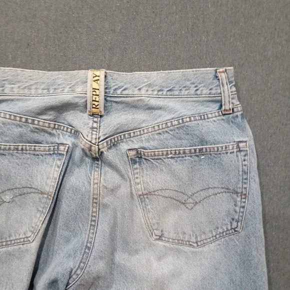 Replay 901 Regular Jeans Mens 33 Light Wash Blue Denim Button Fly Made in Italy