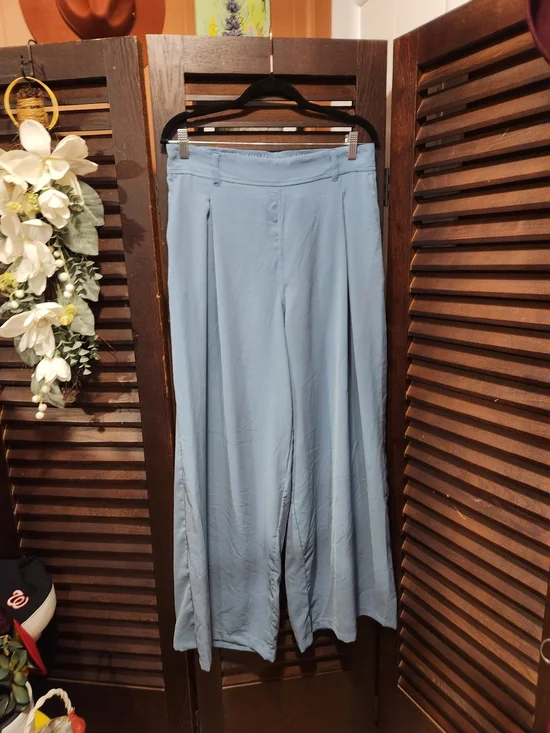 Wide Leg Women's Pants in Light Blue - Classic Comfortable Style