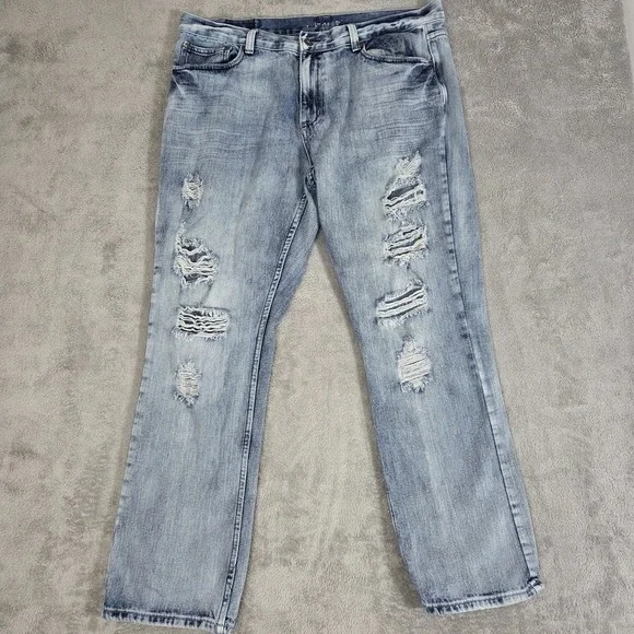 Flypaper Jeans Men's 40x32 Straight Fit Distressed‎ Embroidered Pockets Ripped