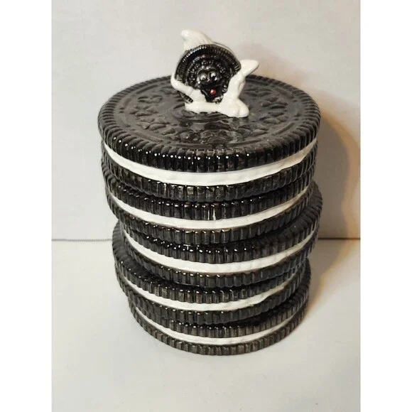 Vtg Nabisco Stacked OREO Cookie Jar Treat Container