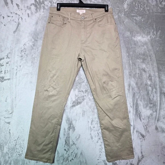Lucky Brand 410 Athletic Straight Khaki Pants Mens 34x30 Tan Stretch Cotton