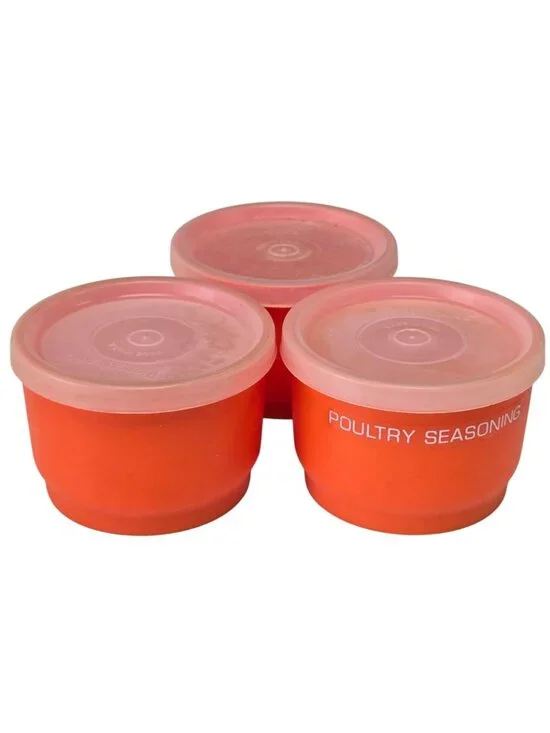 Vintage Tupperware Orange Snack Containers w/Lids SET 3