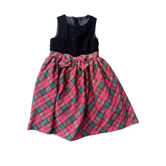 Gymboree Girls Matching Family Plaid Bow Dress‎ A Royal Christmas Girls Size 7